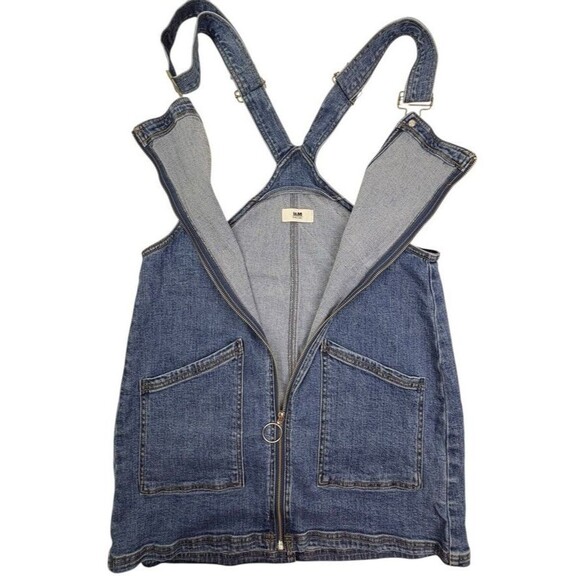 I&M Black Label Full Zip Front Jean Overall Dress Denim Street Edgy Biker S M - Picture 2 of 14